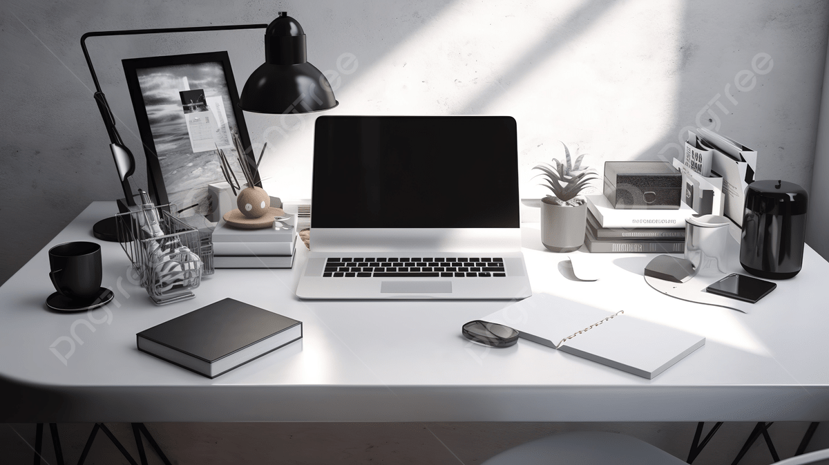 pngtree white desk with a laptop and a monitor picture image 2751387